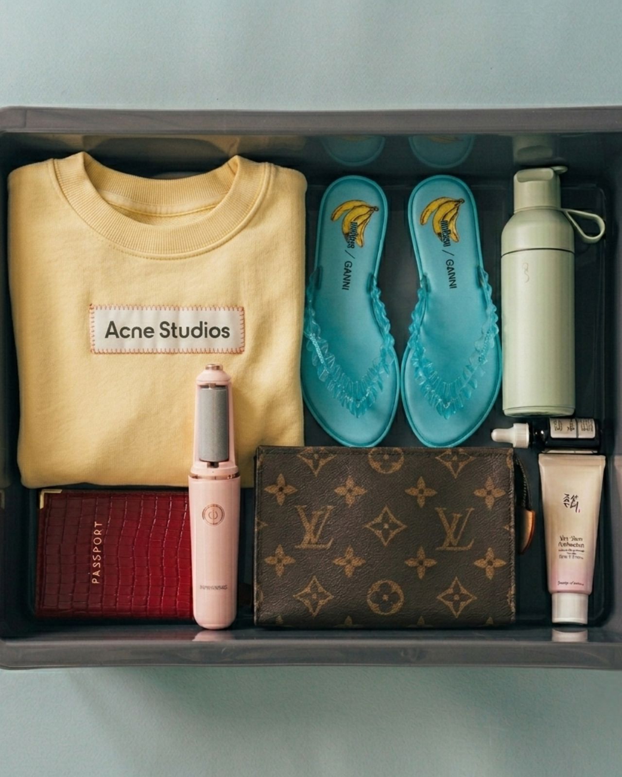 A PR package flat lay of beauty products